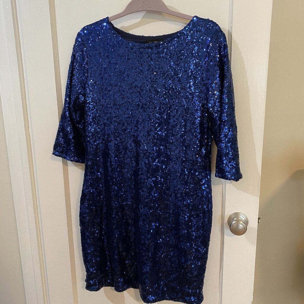 Glitter blue body con mini dress